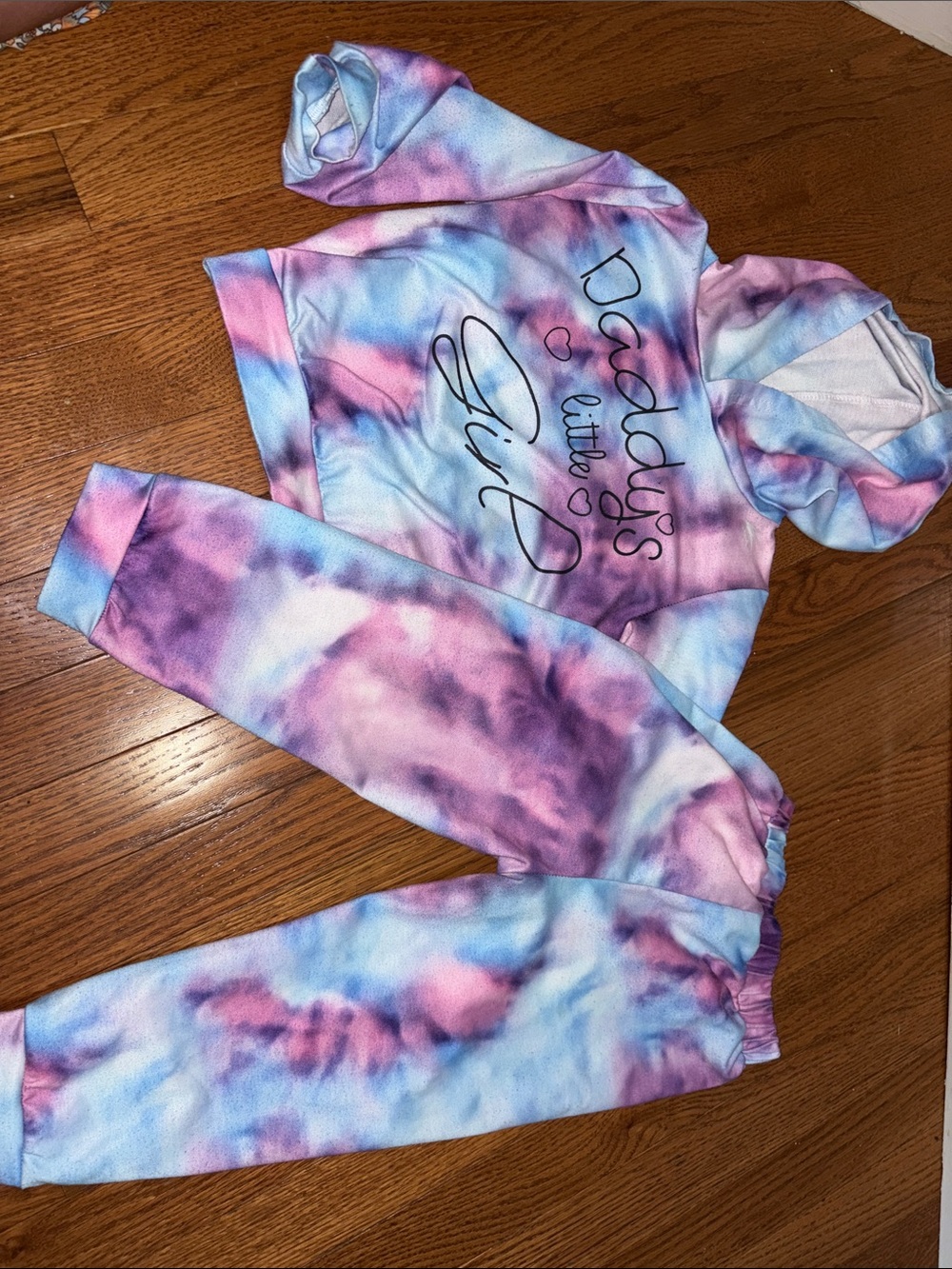 Tie-Dye Hoodie & Jogger Set - Daddy's Little Girl Graphic